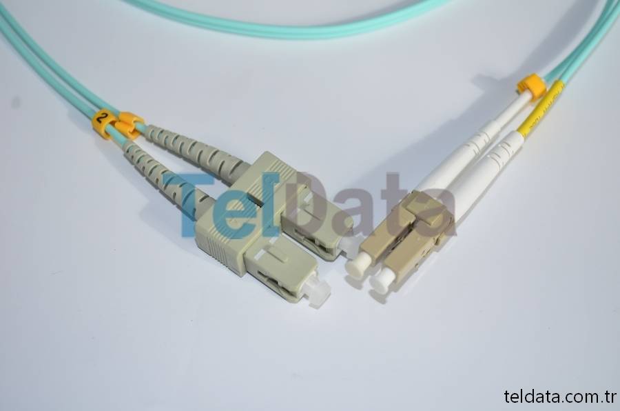 SC LC Fiber Patch Cord, MultiMode, Duplex, OM3 02