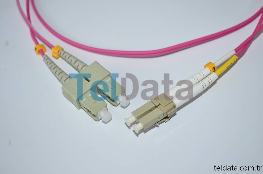 SC LC Fiber Patch Cord, MultiMode, Duplex, OM4 01